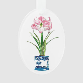 AMARYLLIS IN DELFT POT CHRISTMAS ORNANATION ORNAMENT