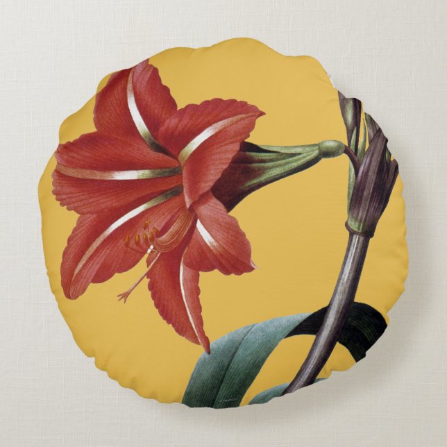 Amaryllis Striped Rundes Kissen (Rückseite)