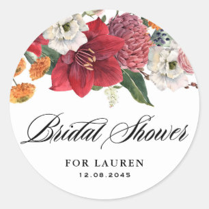 Amaryllis und Chrysanthemums Brautparty Runder Aufkleber