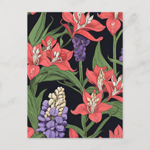 Amaryllis und Lupines Blumendesign Postkarte