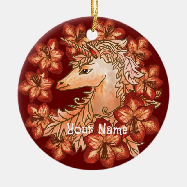 Amaryllis Unicorn Keramik Ornament (Vorne)