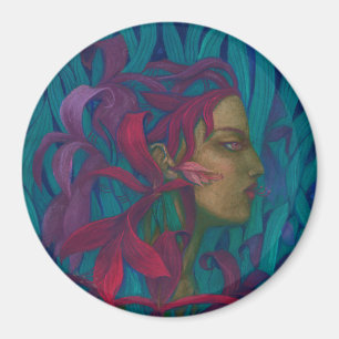 Amaryllis, women & Blume Pop-Surrealismus Magnet