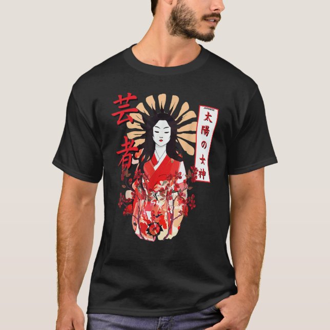 Amaterasu Omikami Cherry Blossom Sun Goddess T-Shirt (Vorderseite)