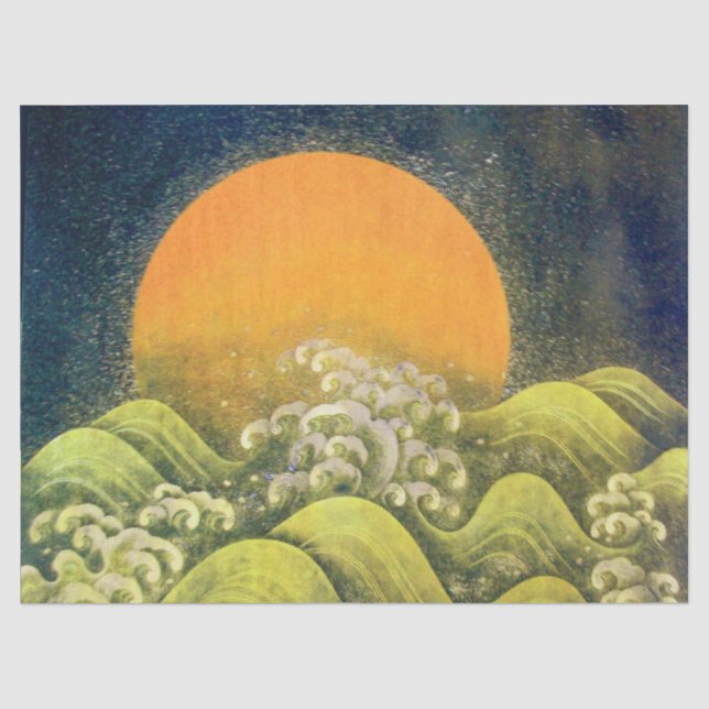 AMATERASU, SONNENGODESS, Gelb-Schwarz-Grün Seidenpapier (Vorderseite)