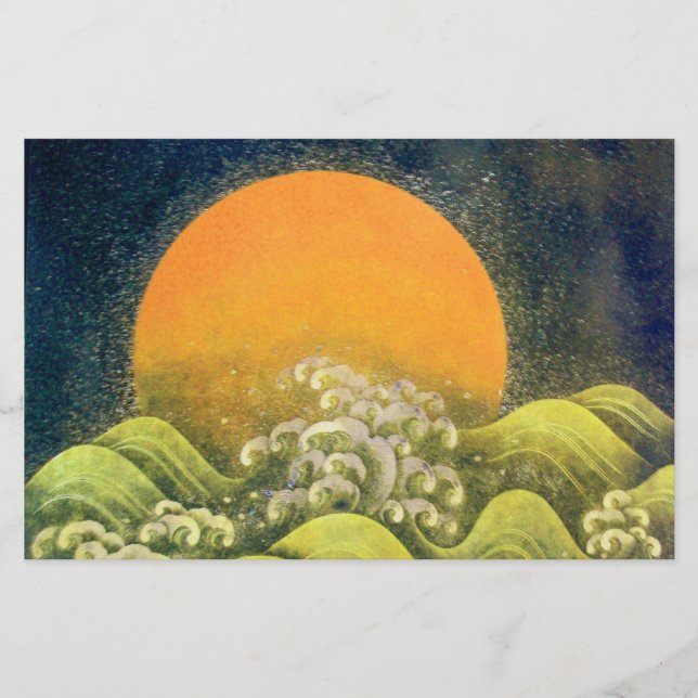 AMATERASU, SUN GODESS, gelb grün schwarz Briefpapier (Vorderseite)