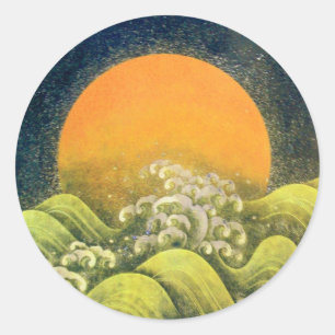 AMATERASU, SUN GODESS, gelb grün, schwarz Runder Aufkleber