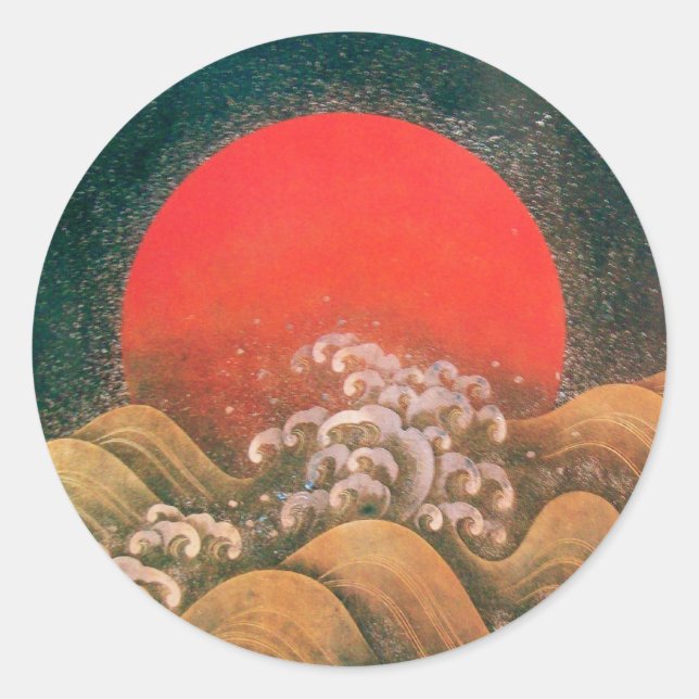 AMATERASU , SUN GODESS , rot schwarz braun Runder Aufkleber (Vorderseite)