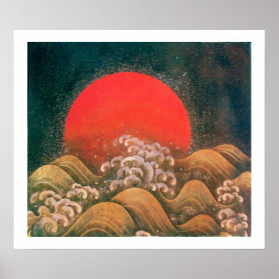 AMATERASU , SUN GODESS , rot-schwarz-braun weiß Poster
