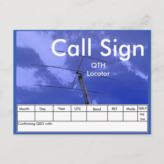 Amateur Radio Beam und Tower QSL Postkarte (Vorderseite)