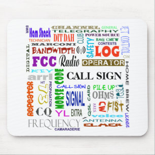 Amateurfunk-Wort-Collage Mousepad   fertigen es