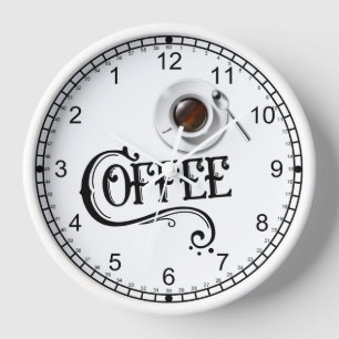 Amateurs de café amusant face arrière horloge
