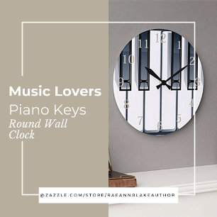 Amateurs de musique Piano Keys Round Wall Horloge
