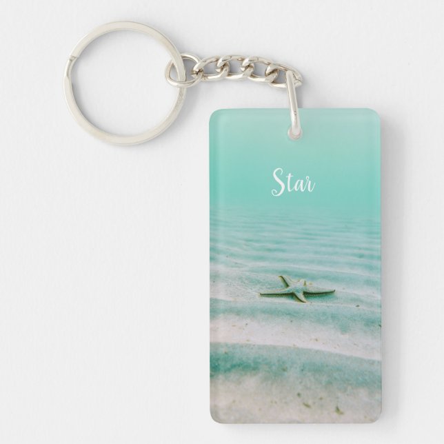 Amateurs de plage Porte - clé Sea Green avec nom (Devant)
