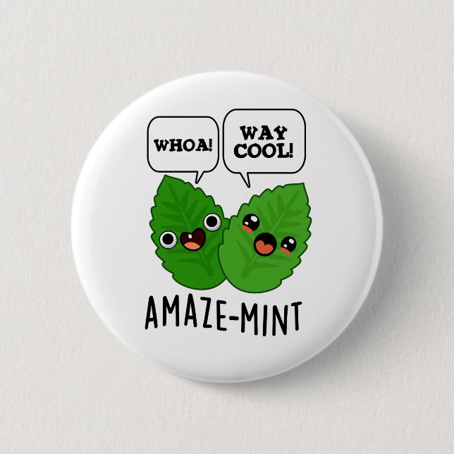 Amaze-mint Funny Mint Blätter Pun Button (Vorderseite)