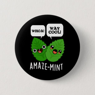 Amaze-mint Funny Mint Blätter Pun Dark BG Button