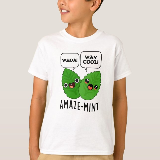 Amaze-mint Funny Mint Blätter Pun T-Shirt (Vorderseite)
