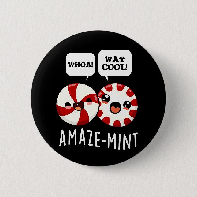 Amaze-mint Funny Peppermint Pun Dark BG Button (Vorderseite)