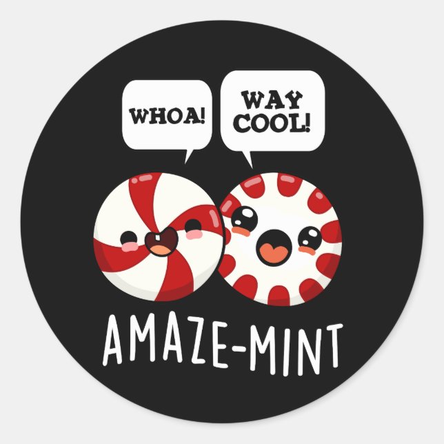 Amaze-mint Funny Peppermint Pun Dark BG Runder Aufkleber (Vorderseite)