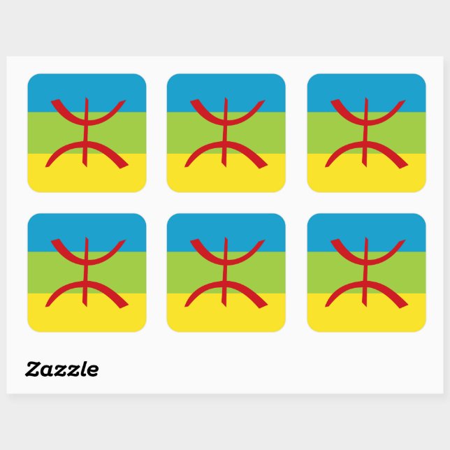 Amazigh Flag Geschenk Berber Flag Kabyles Quadratischer Aufkleber (Blatt)
