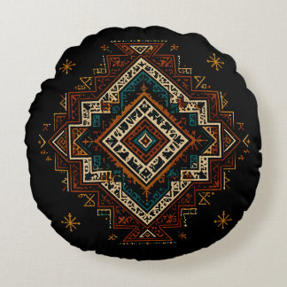 Amazigh geometrisches Erbe – Berber-Stammesdiamant Rundes Kissen