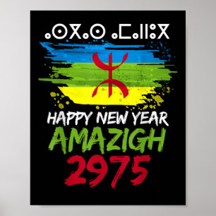 Amazigh Neujahr 2975 Amazigh-Flagge Frohes Yennaye Poster