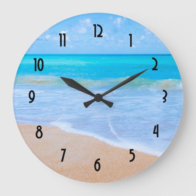 Amazing Beach Tropical Scene Photo Große Wanduhr (Vorderseite)
