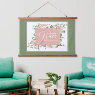 Amazing Grace floral Wandteppich Mit Holzrahmen
