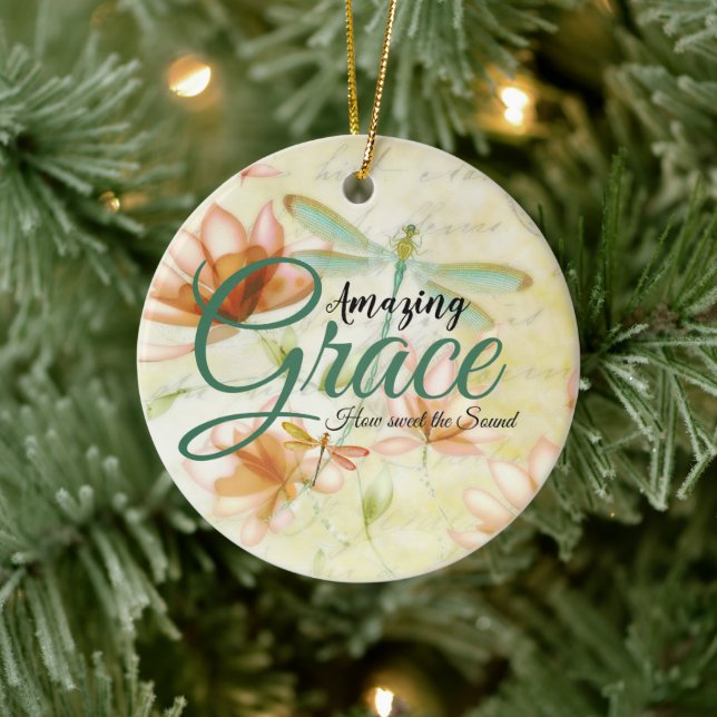 Amazing Grace Flowers and Draquelly Keramik Ornament (Baum)