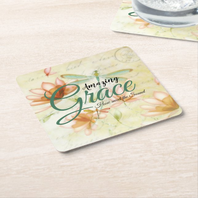 Amazing Grace Flowers and Draquelly Rechteckiger Pappuntersetzer (angewinkelt)