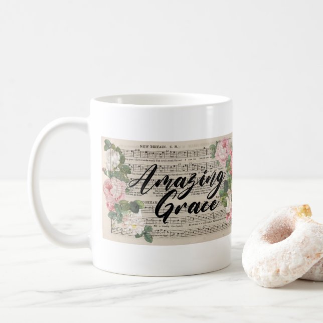 Amazing Grace - Originale Notenblatt Kaffeetasse (Mit Donut)