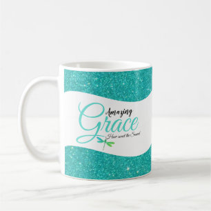 Amazing Grace Türkis glitzert Kaffeetasse