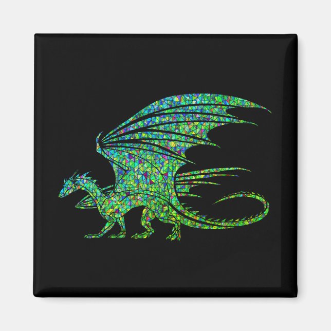 Amazing Green Dragon Mosaic  Magnet (Vorne)