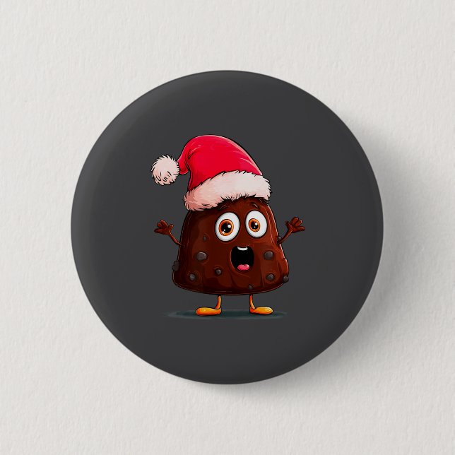Amazing Pudding Look With Christmas Hat  Button (Vorderseite)