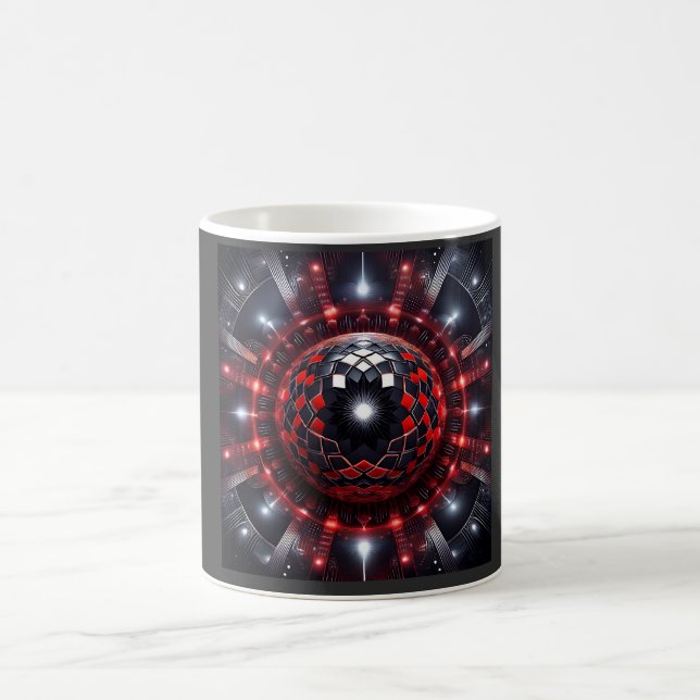 Amazing Red/Black Checkered Mandelbrot Starbursts Kaffeetasse (Mittel)