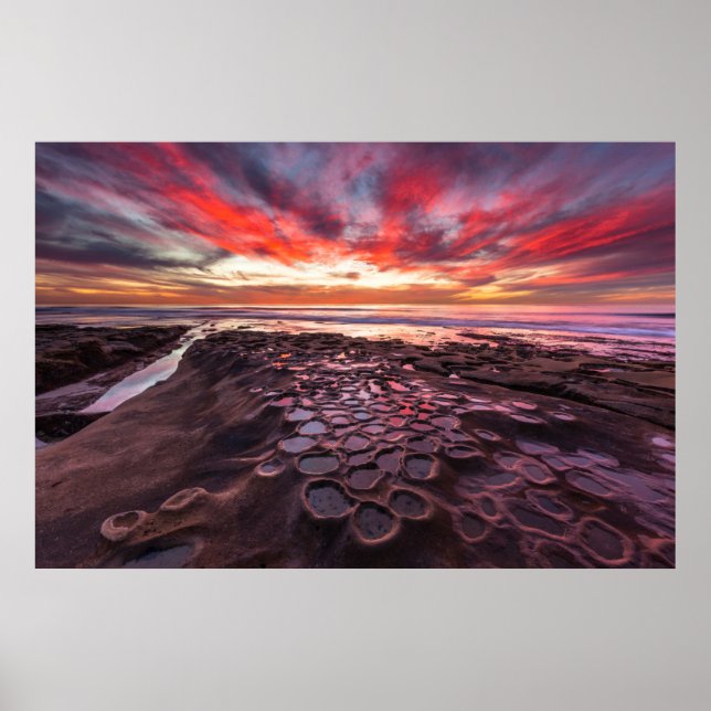 Amazing sunset at the tide pools poster (Vorne)