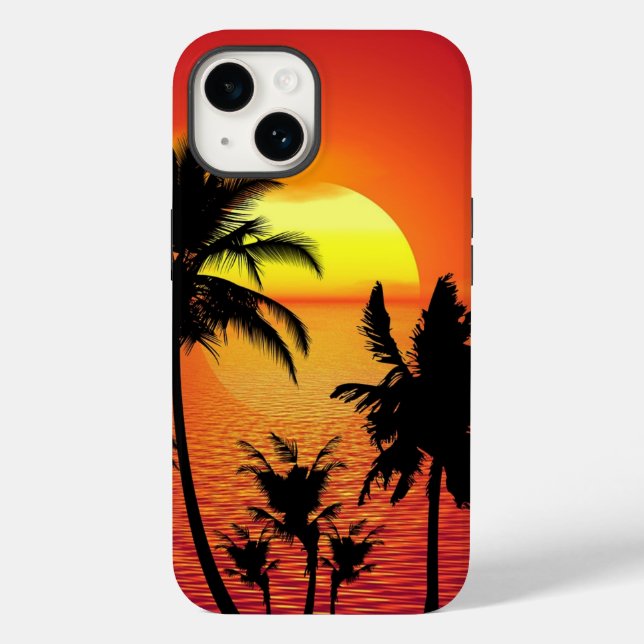 Amazing sunset with palms on tropical beach Case-Mate iPhone 14 hülle (Rückseite)