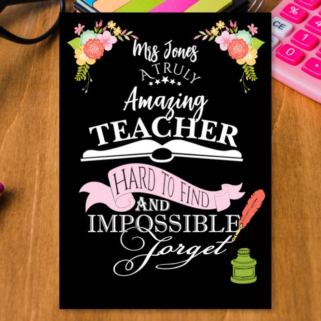 Amazing Teacher Floral Thank You appreciation  Dankeskarte (Von Creator hochgeladen)