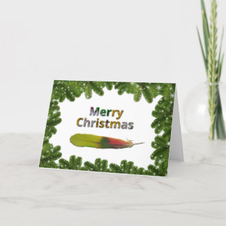 Amazon Parrot Feather Christmas Card Feiertagskarte