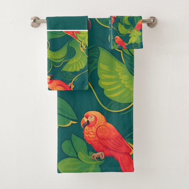 Amazon Parrot Retro farbenfrohe Muster Badhandtuch Set (Insitu)