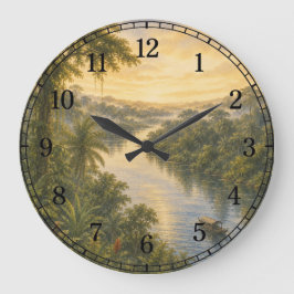 Amazon Rainforest Wall Clock — Nature-Inspired Des Große Wanduhr