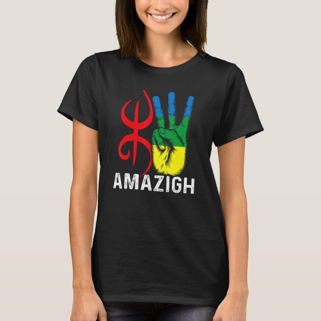 Amazonen-Handzeichen und Yaz-Symbole mit Tifinagh T-Shirt (Vorderseite)