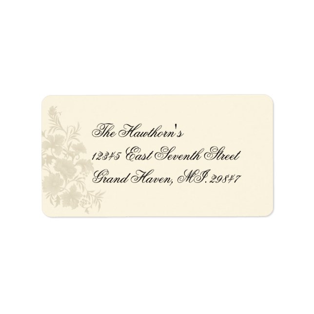 Ambassade Creme Floral RSVP Étiquette de adresse (Devant)