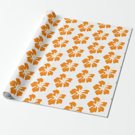 Amber auf weißem Hibiskus Geschenkpapier