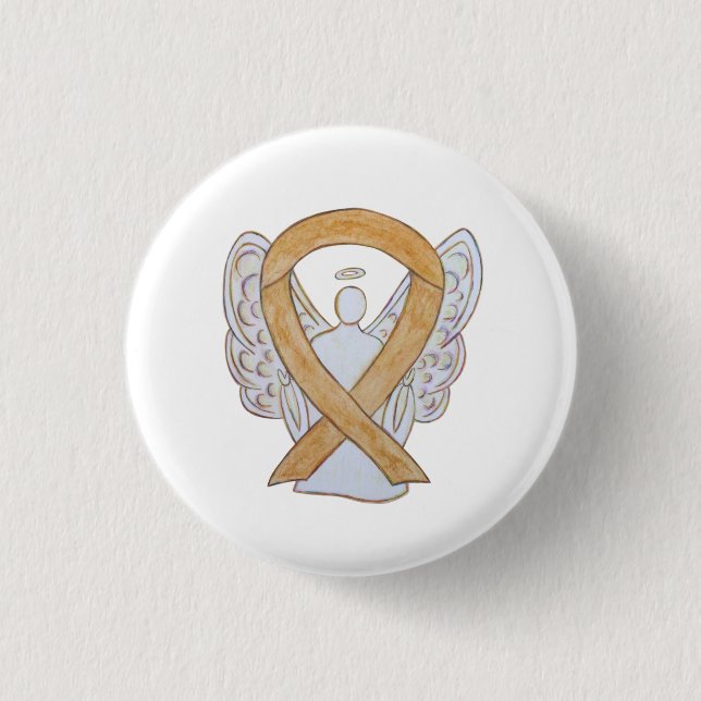 Amber Awareness Ribbon Anlage Cancer Angel Button (Vorderseite)