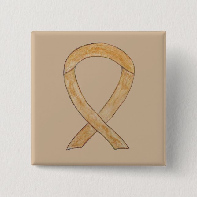 Amber Awareness Ribbon Custom Art Buttone Button (Vorderseite)