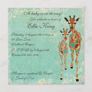 Amber Azure Giraffes Baby Einladung