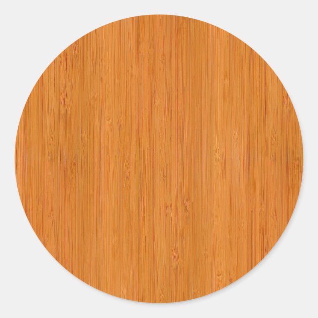 Amber Bamboo Wood Grain Look Runder Aufkleber (Vorderseite)