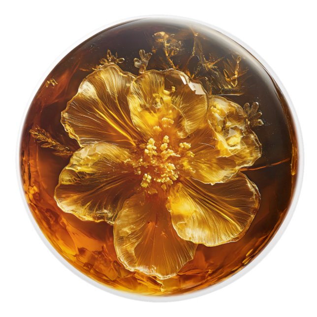 Amber Blume Nattern Muster Keramikknauf (Vorderseite)