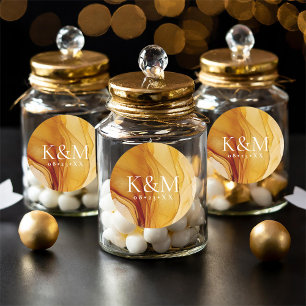 Amber Brandy Abstrakt Wedding ID1089 Runder Aufkleber