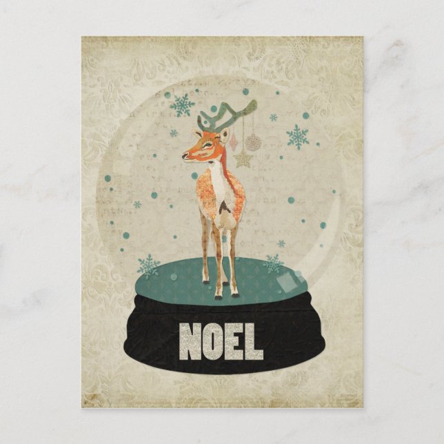 Amber Buck Weihnachten Snowglobe Postkarte (Vorderseite)